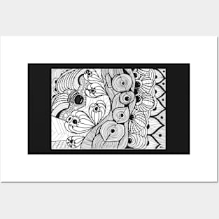 Abstract pattern illustration monochrome hand draw seamless Posters and Art